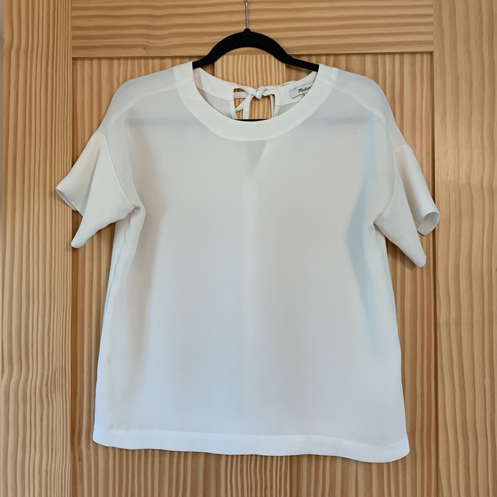 White madewell top size XS with tie neck back